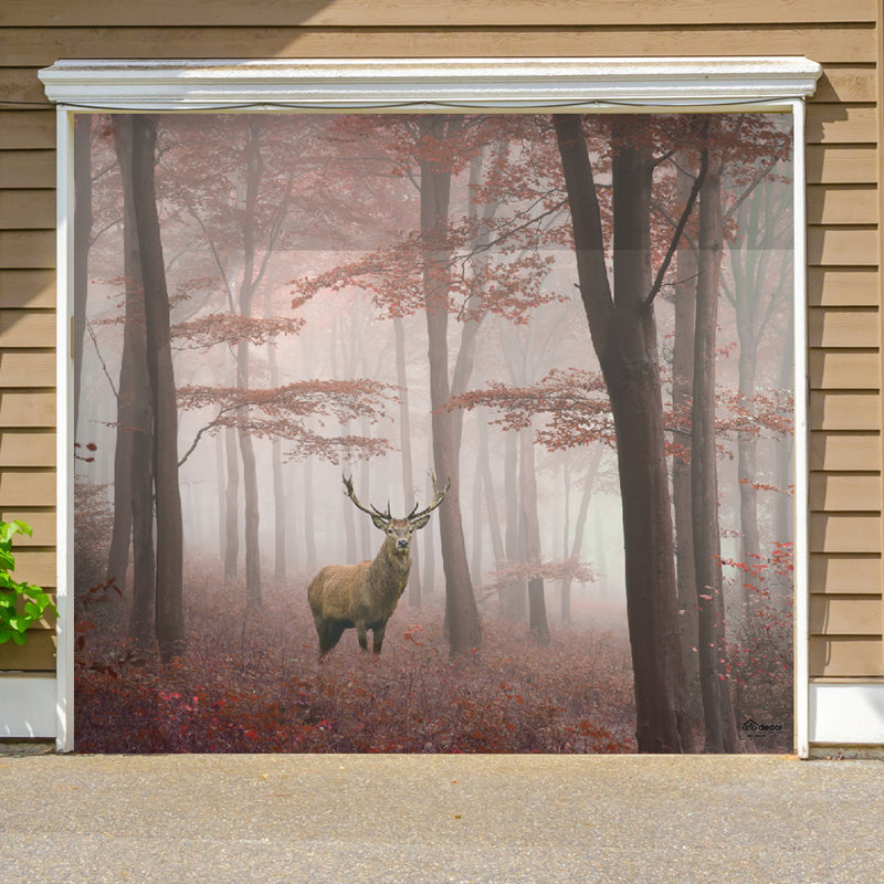 Loon Peak® Deer in The Woods Nature Garage Door Mural Wayfair